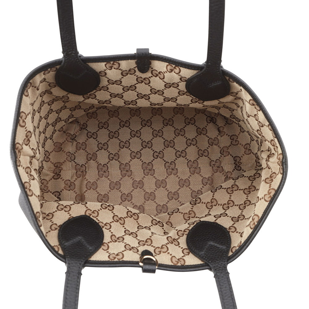 GUCCI Tortissima Reversible Tote Beige/Black839124 AAFEQ 1069 GG Canvas Leather Size Small