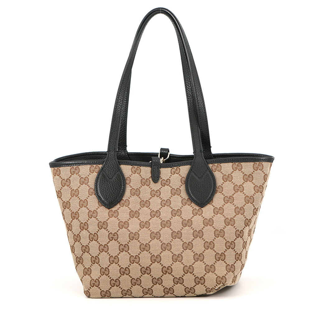 GUCCI Tortissima Reversible Tote Beige/Black839124 AAFEQ 1069 GG Canvas Leather Size Small