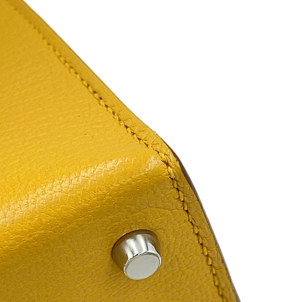 HERMES Mini Kelly 2 Verso Jaune Ambre/Rose Tyrien Chevre Shamqila