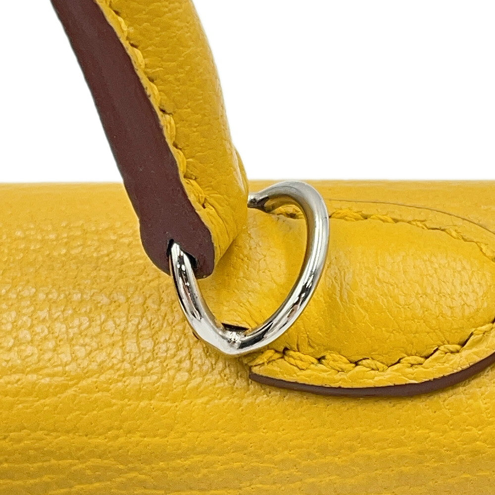 HERMES Mini Kelly 2 Verso Jaune Ambre/Rose Tyrien Chevre Shamqila