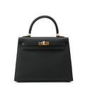 HERMES Kelly Sellier Black Epsom Size 25