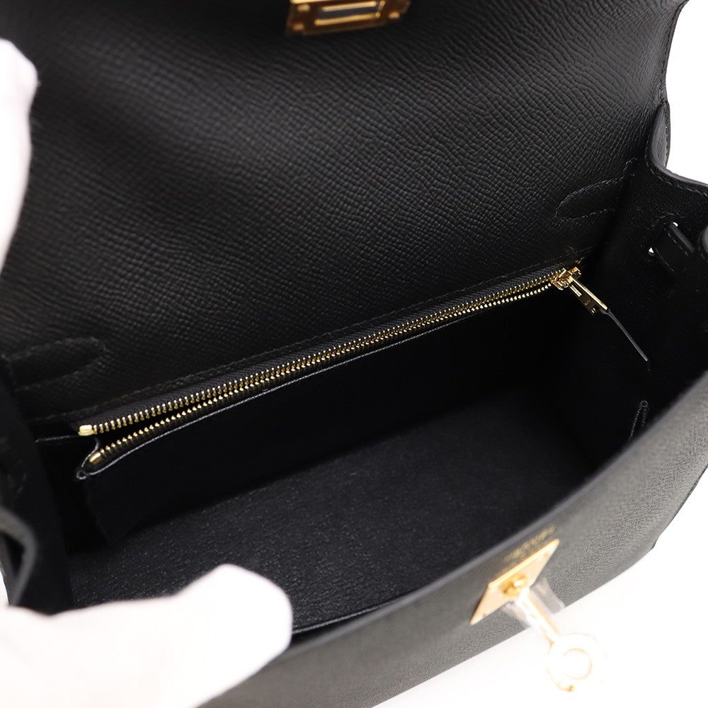 HERMES Kelly Sellier Black Epsom Size 25