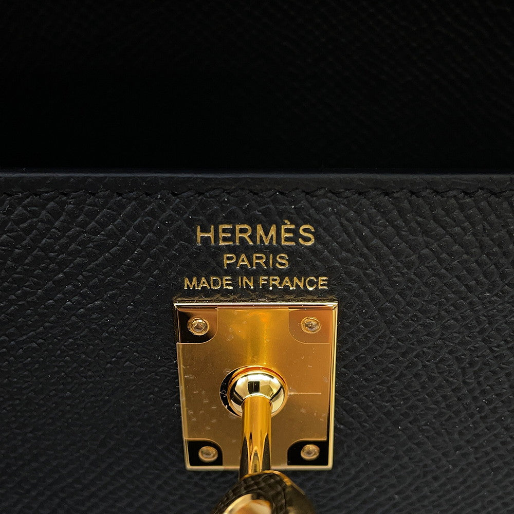 HERMES Kelly Sellier Black Epsom Size 25