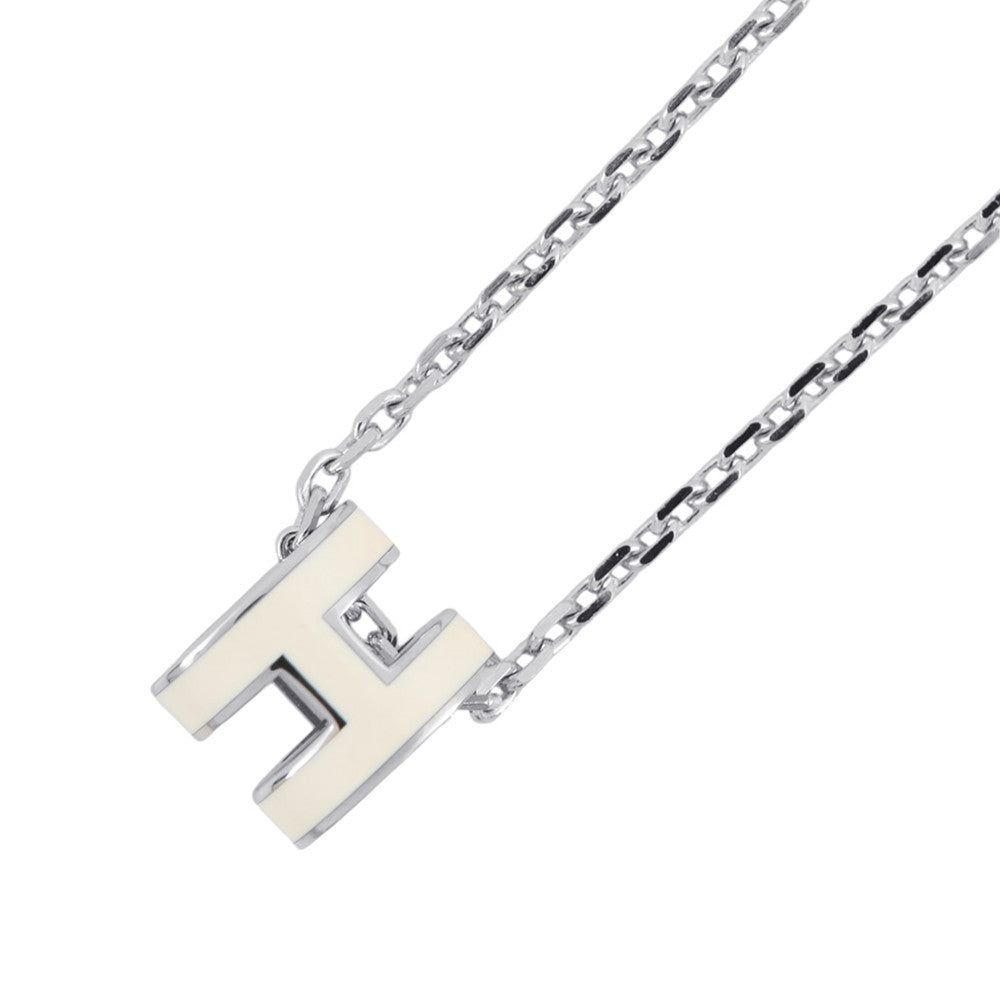 HERMES Pop Ash Necklace Size Mini White Metal