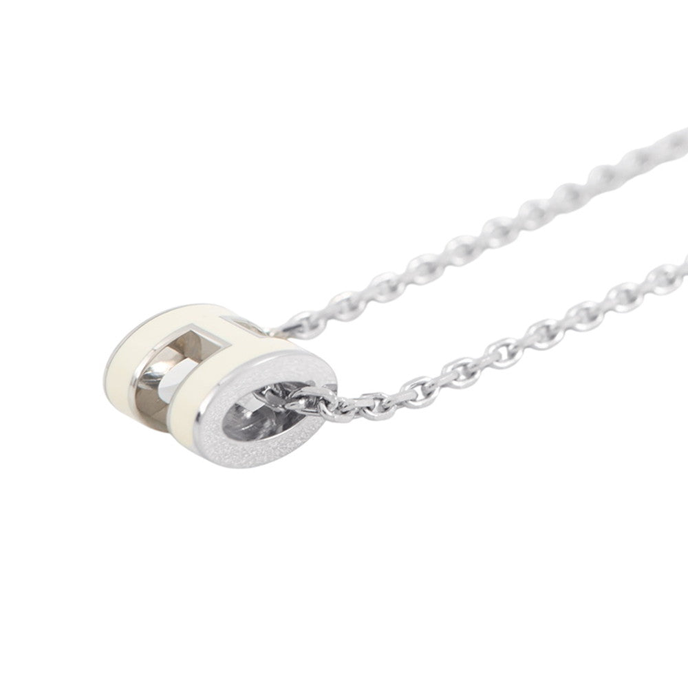 HERMES Pop Ash Necklace Size Mini White Metal