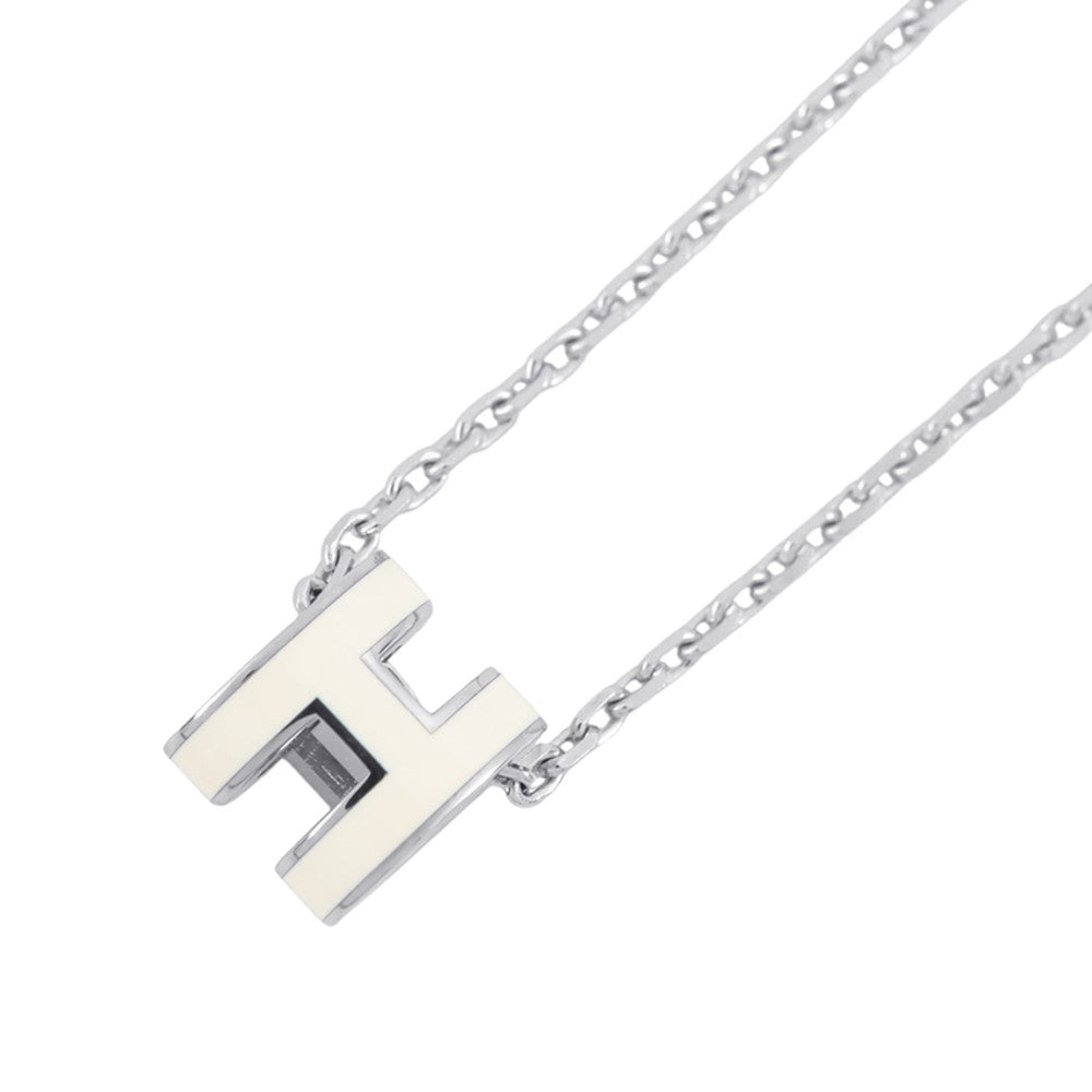 HERMES Pop Ash Necklace Size Mini White Metal