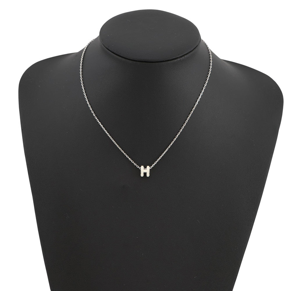 HERMES Pop Ash Necklace Size Mini White Metal
