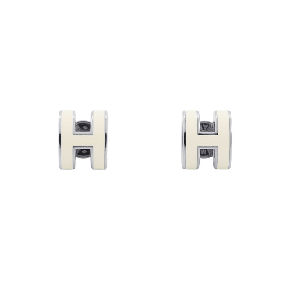 HERMES Pop Ash Earrings Size Mini White Metal