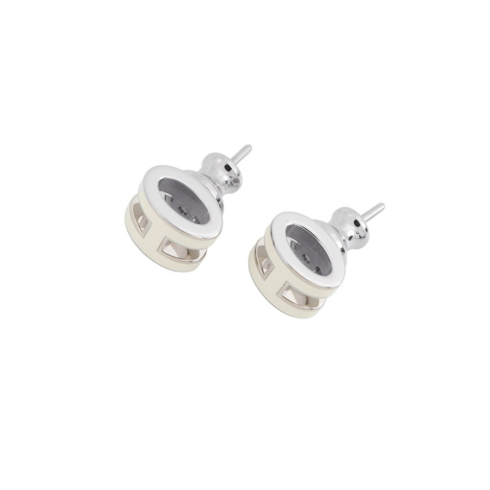 HERMES Pop Ash Earrings Size Mini White Metal