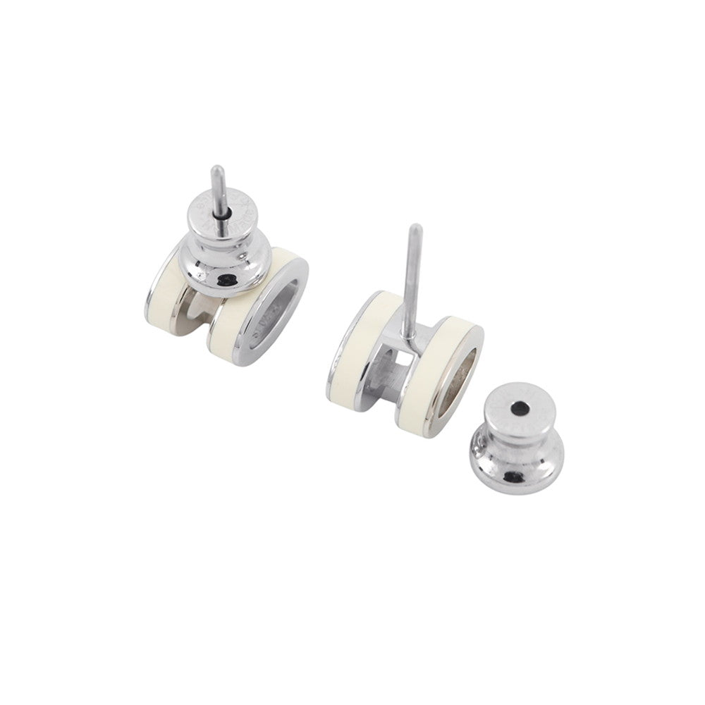 HERMES Pop Ash Earrings Size Mini White Metal