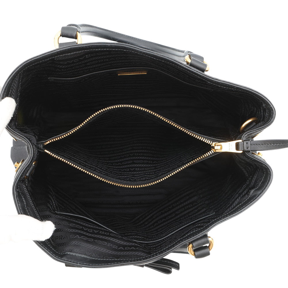 PRADA Logo jacquard 2WAY Tote Bag Black1BA579 Canvas Leather