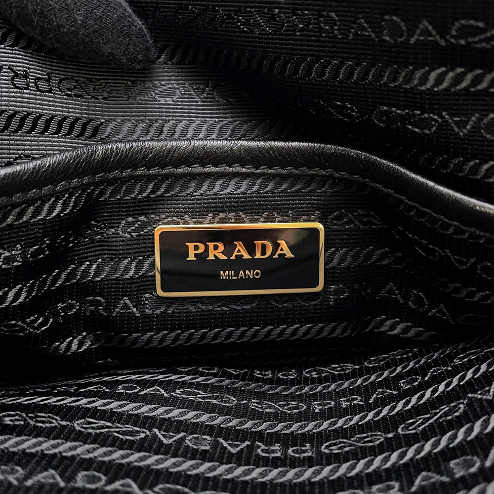 PRADA Logo jacquard 2WAY Tote Bag Black1BA579 Canvas Leather