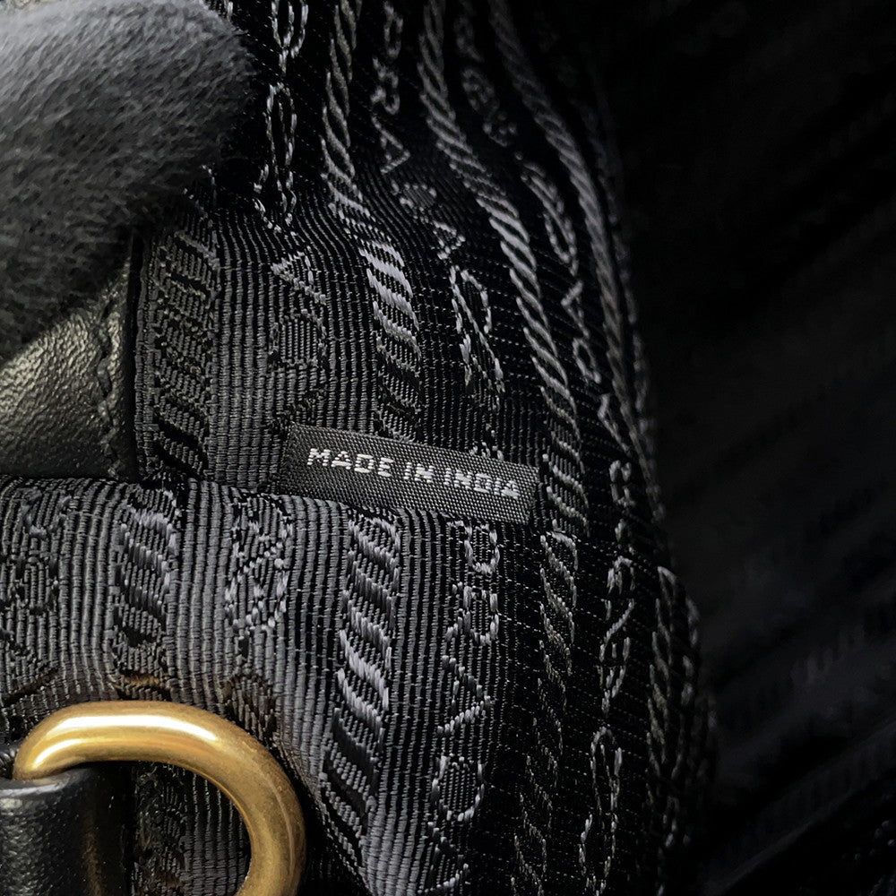 PRADA Logo jacquard 2WAY Tote Bag Black1BA579 Canvas Leather