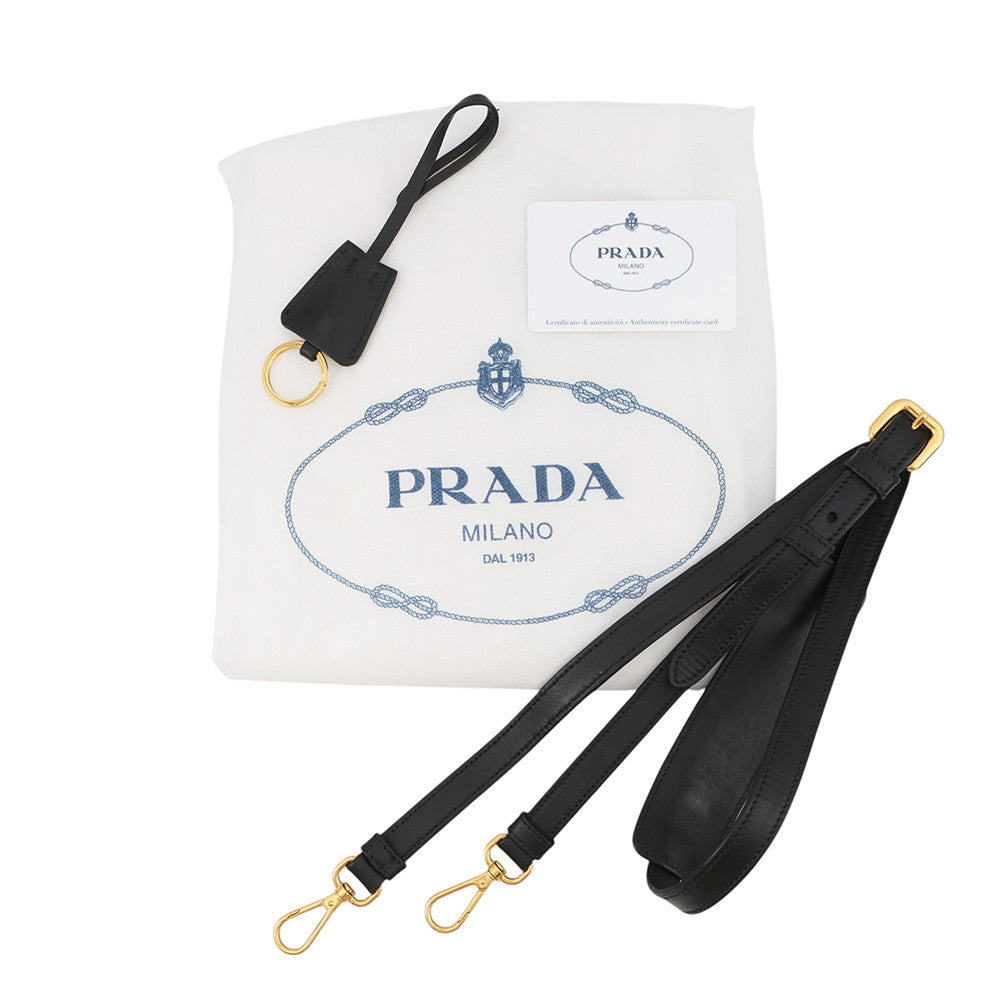 PRADA Logo jacquard 2WAY Tote Bag Black1BA579 Canvas Leather