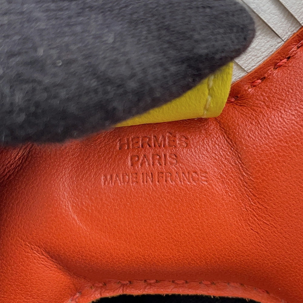 HERMES Rodeo Bag Charm Carnelian/Lime/Blue Brume Lambskin Size PM