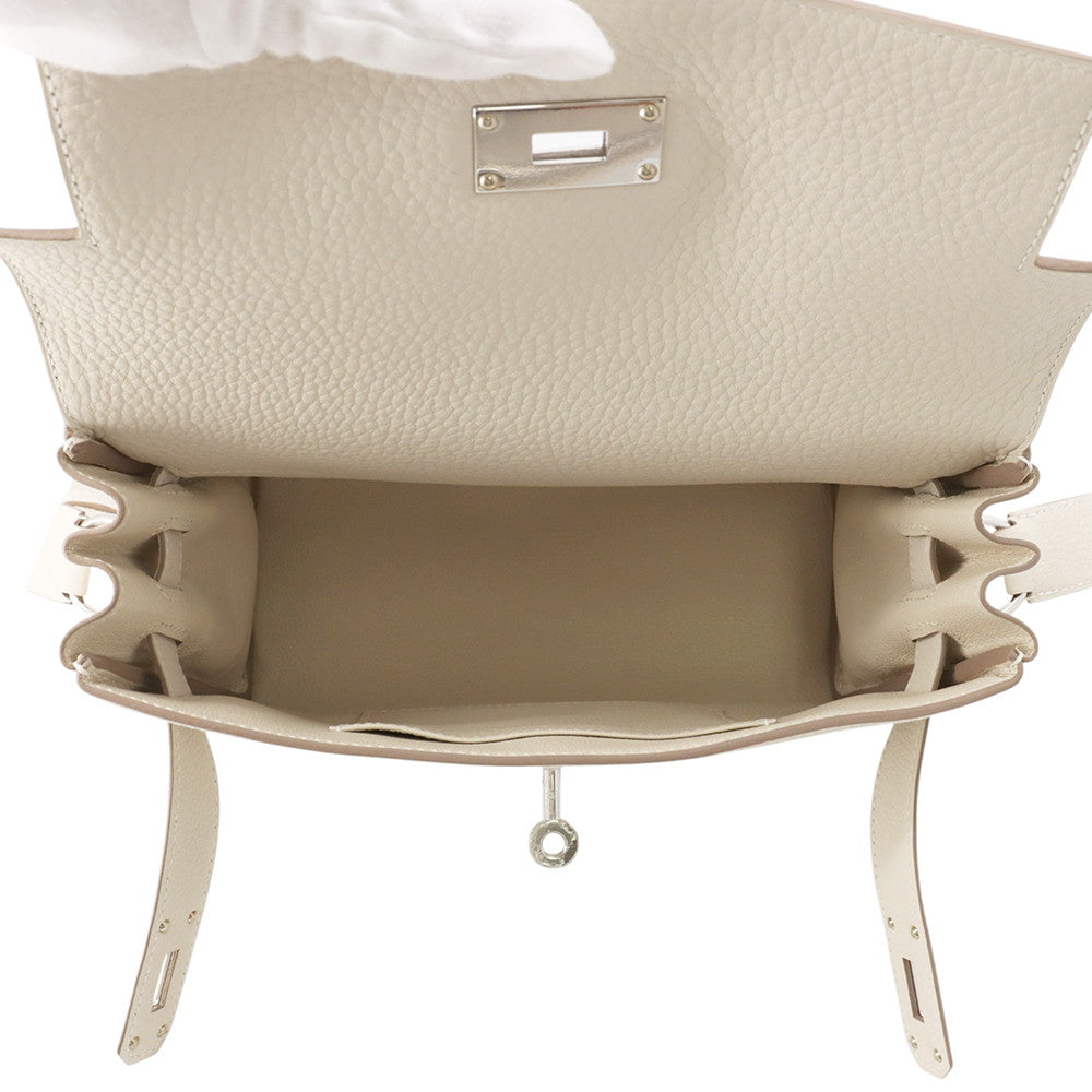 HERMES Kelly Messenger Craie Togo Leather Size PM