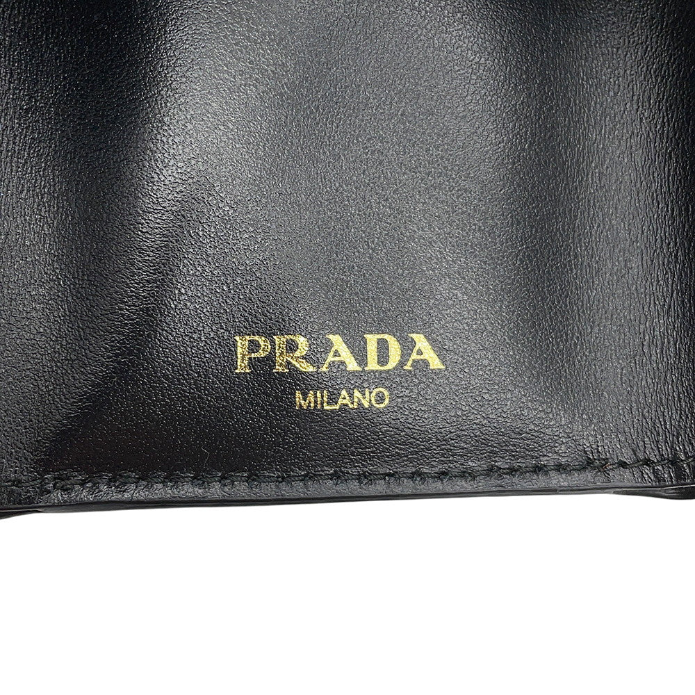 PRADA Vitello Move Tri-fold Compact Wallet Black1MH021 Leather