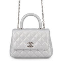 CHANEL Coco Handle 2WAYHandbag SilverAS2215 Caviar Leather Size XXS
