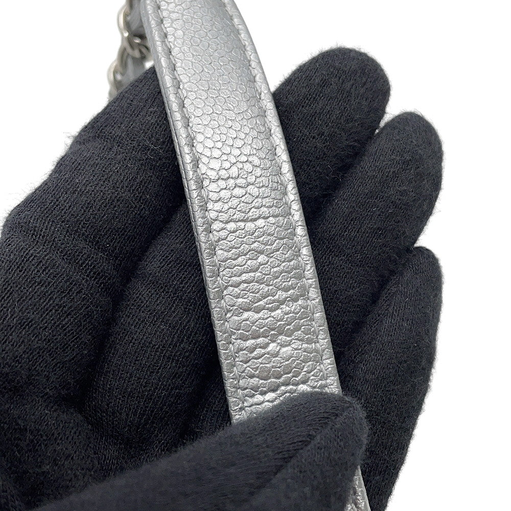CHANEL Coco Handle 2WAYHandbag SilverAS2215 Caviar Leather Size XXS