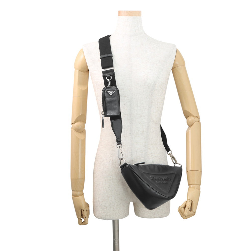 PRADA Triangle Shoulder Bag Black1BH190 Leather