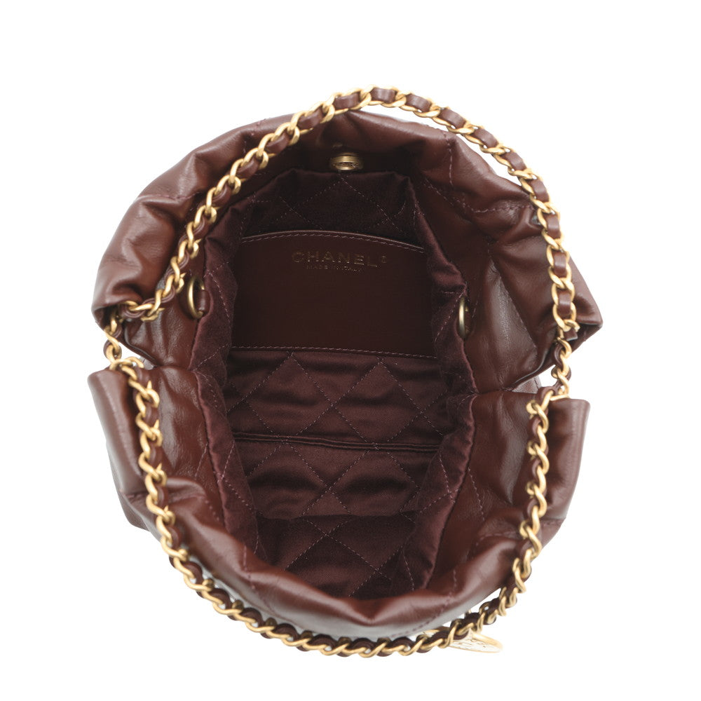 CHANEL CHANEL22 ChainBag BrownAS3980 Shiny Calf Leather Size Mini