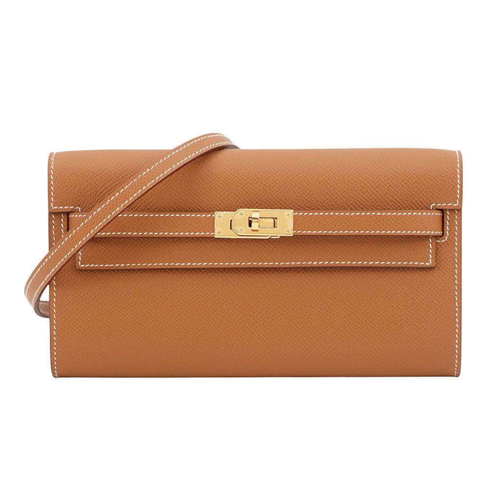 HERMES Kelly wallet long to go Gold Epsom