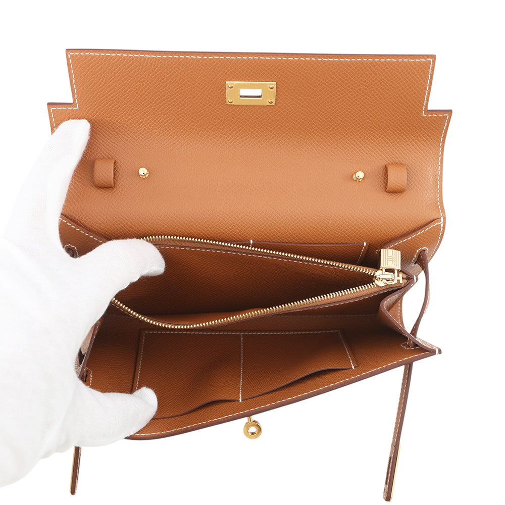 HERMES Kelly wallet long to go Gold Epsom