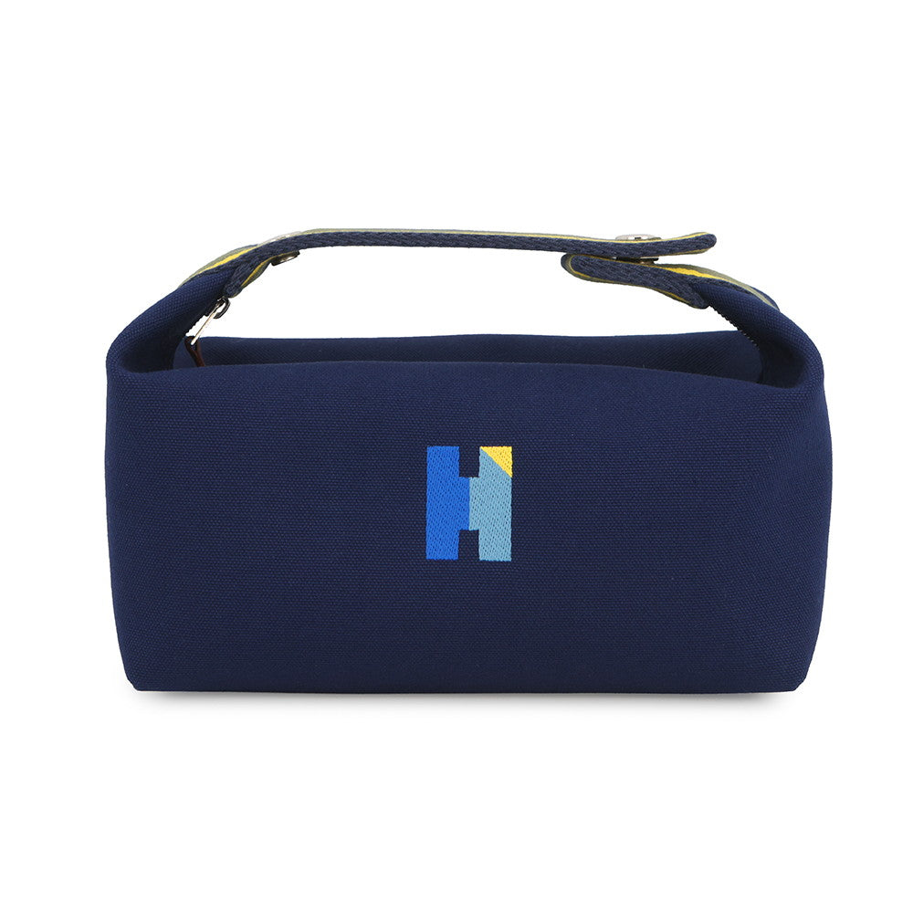 HERMES Bride A Black H Pavilion Marine Canvas Size PM
