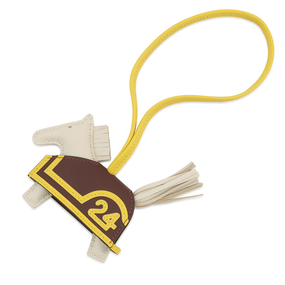 HERMES Rodeo Loveo 24 Craie/Terre/Jaune de Naples Lambskin Swift Leather Size PM