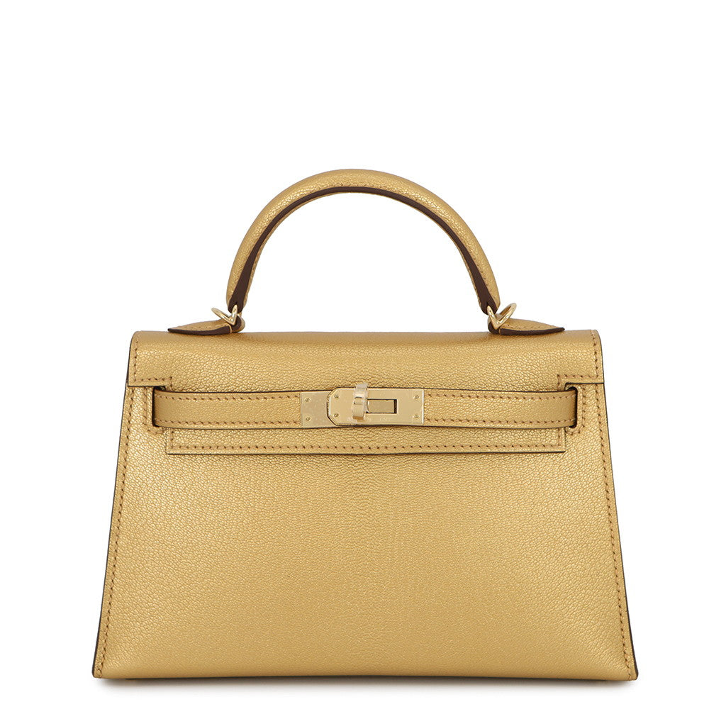 HERMES Mini Kelly 2 Outer stitch Dore Chevre Shamqila