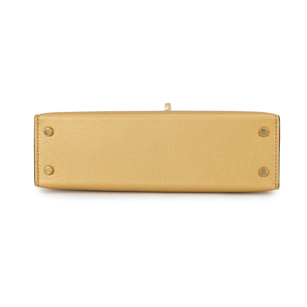HERMES Mini Kelly 2 Outer stitch Dore Chevre Shamqila