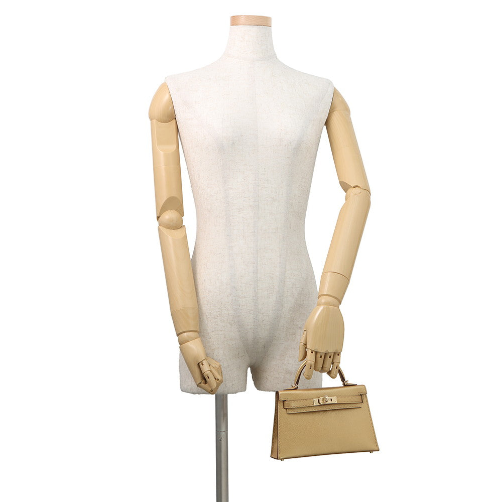 HERMES Mini Kelly 2 Outer stitch Dore Chevre Shamqila