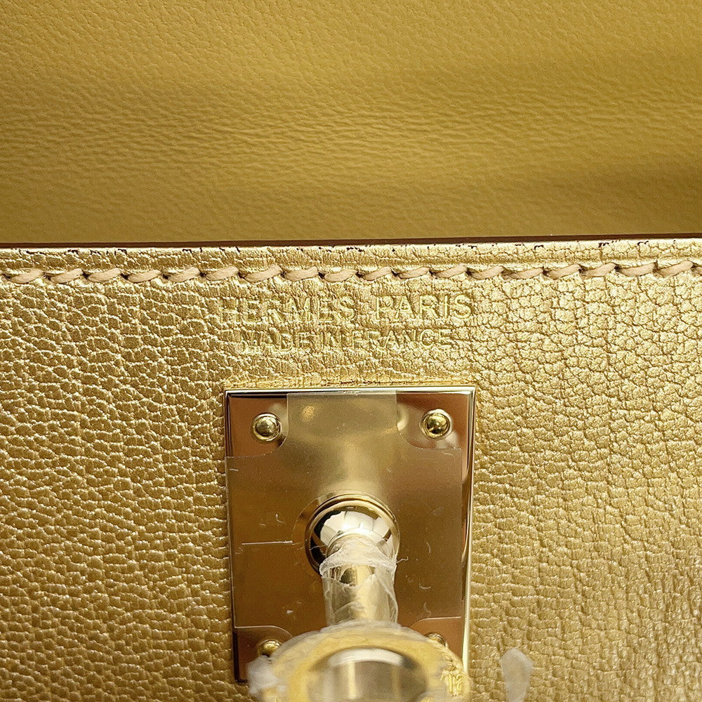 HERMES Mini Kelly 2 Outer stitch Dore Chevre Shamqila
