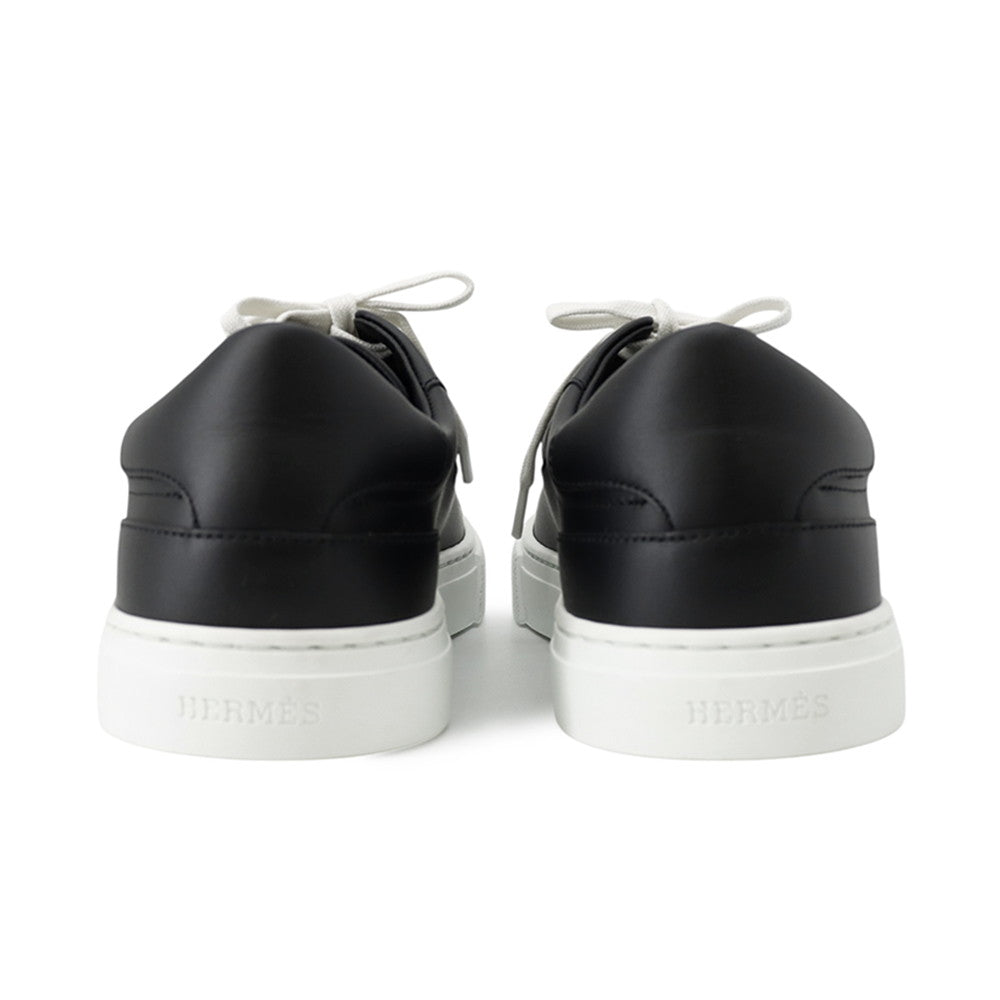 HERMES Day Kelly Buckle Sneakers Black Leather Size 37.5