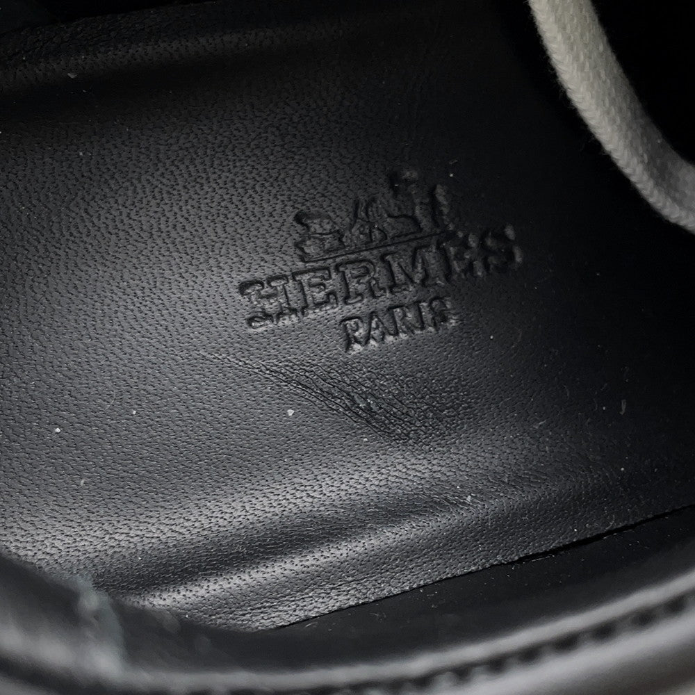 HERMES Day Kelly Buckle Sneakers Black Leather Size 37.5