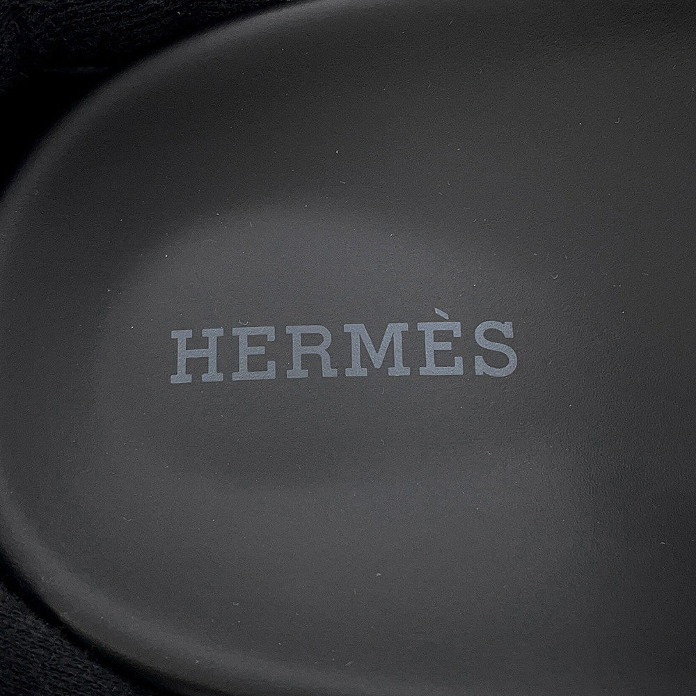 HERMES Shipley Sandals Etoupe/Black Epsom Rubber Size 37