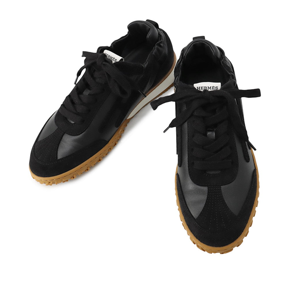HERMES Sneakers Jet Black Nappa Chevre Vérois Size 36