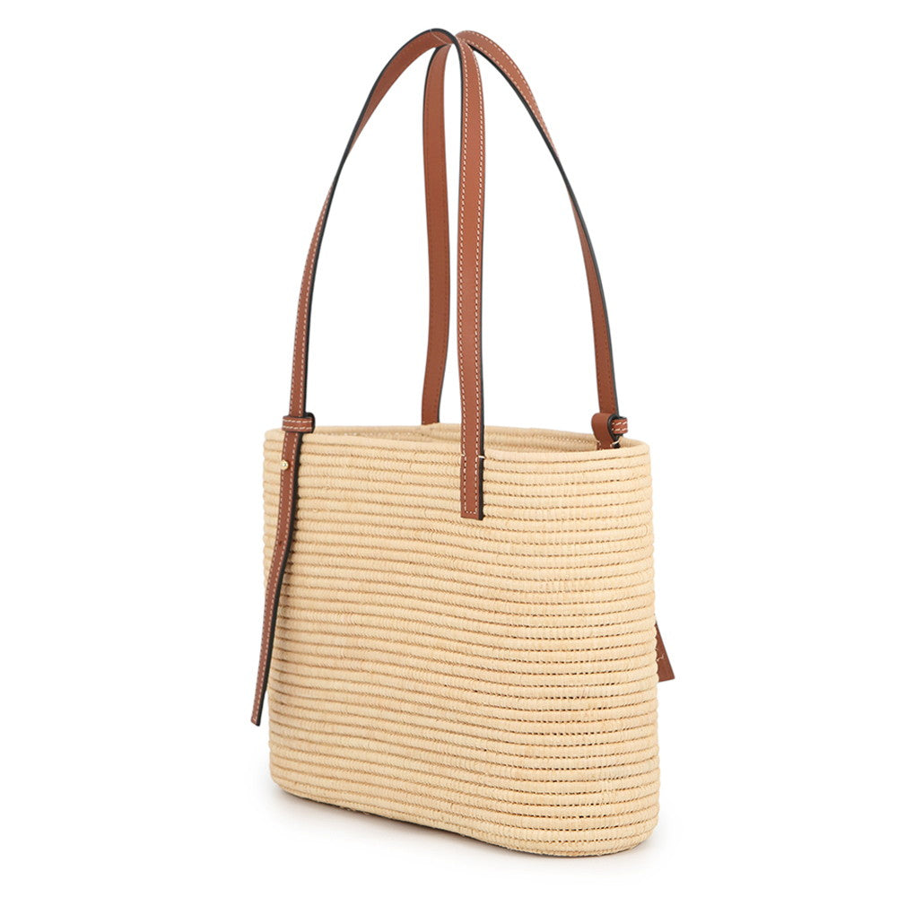 LOEWE Anagram Square Basket Bag Beige/TanACBK099X04 Raffia Leather Size Small