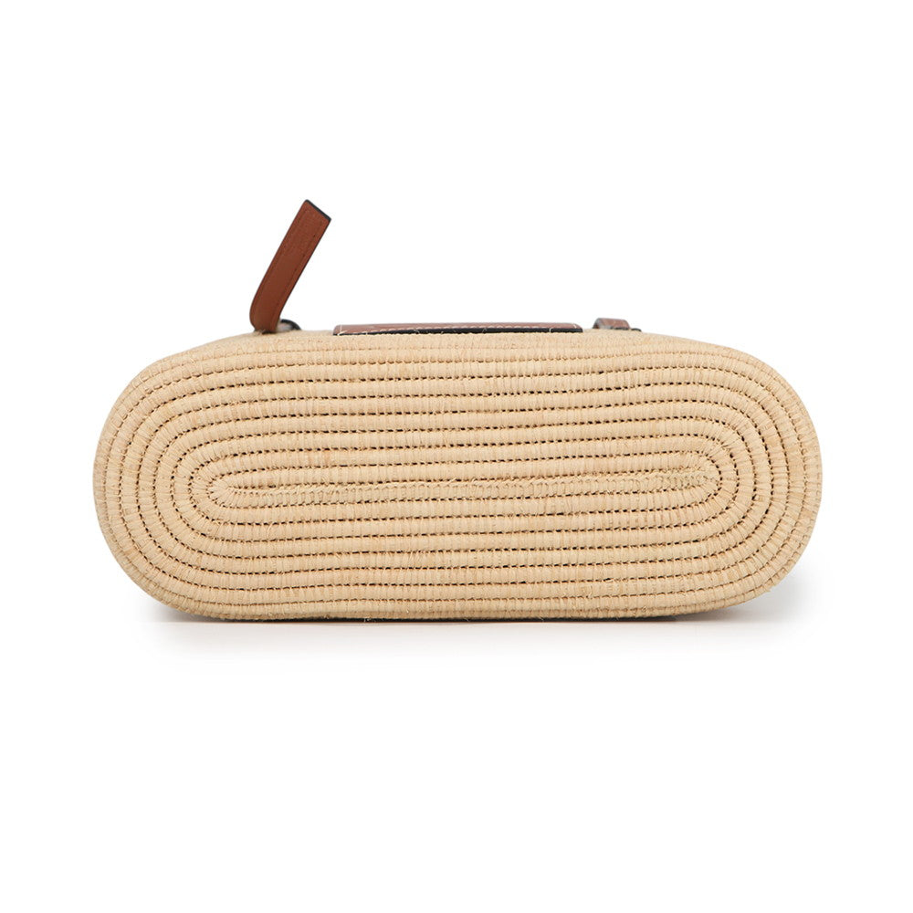 LOEWE Anagram Square Basket Bag Beige/TanACBK099X04 Raffia Leather Size Small