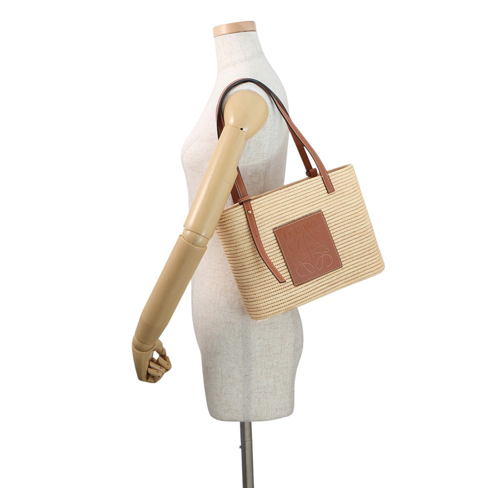 LOEWE Anagram Square Basket Bag Beige/TanACBK099X04 Raffia Leather Size Small
