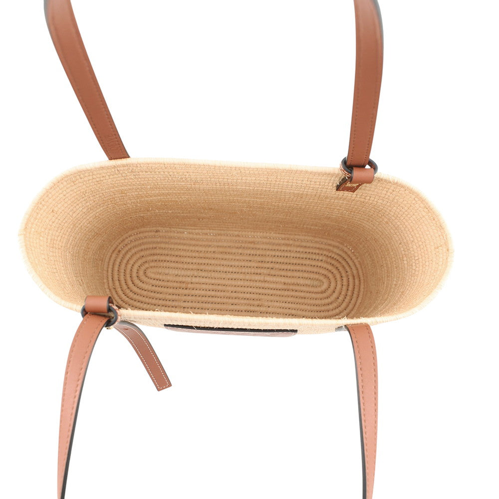 LOEWE Anagram Square Basket Bag Beige/TanACBK099X04 Raffia Leather Size Small