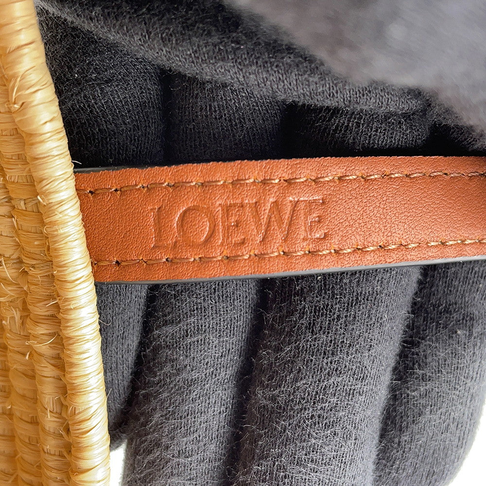 LOEWE Anagram Square Basket Bag Beige/TanACBK099X04 Raffia Leather Size Small