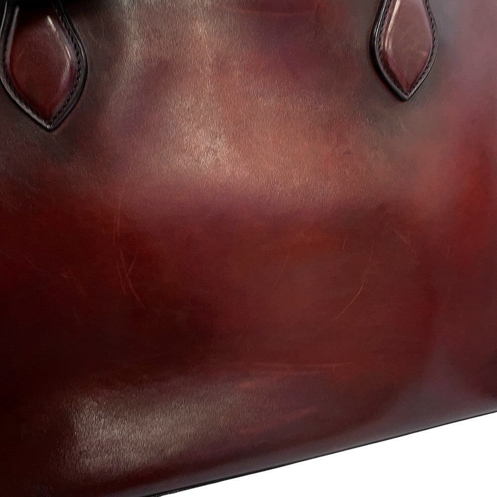 Berluti Calligraphy Tote Bag Brown Leather