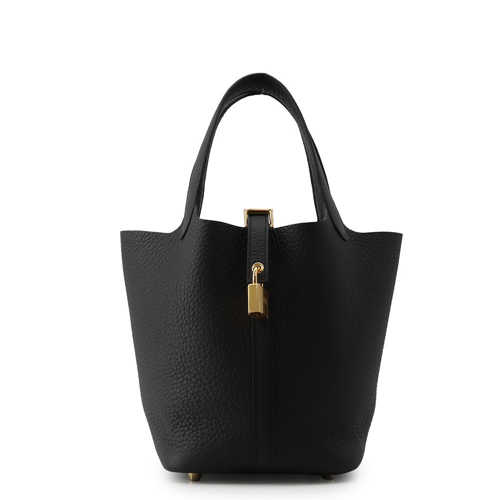 HERMES Picotin Lock Black Taurillon Clemence Size PM