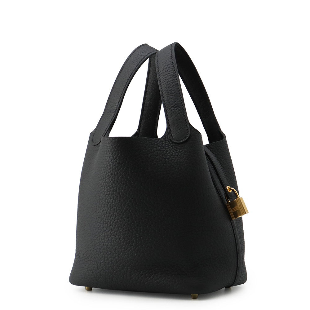 HERMES Picotin Lock Black Taurillon Clemence Size PM