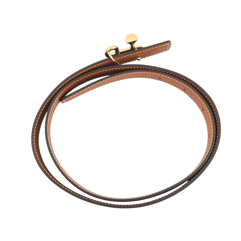 HERMES KohlBaroque Belt Size 31.5" Black/Gold Epsom Box Calf Leather