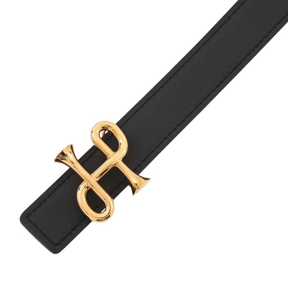 HERMES KohlBaroque Belt Size 31.5" Black/Gold Epsom Box Calf Leather
