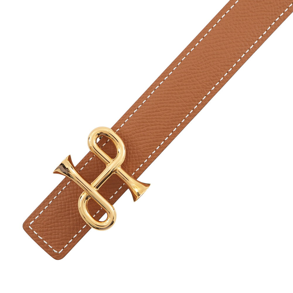 HERMES KohlBaroque Belt Size 31.5" Black/Gold Epsom Box Calf Leather