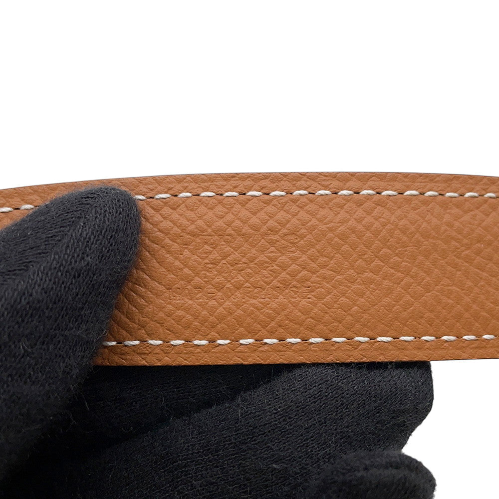 HERMES KohlBaroque Belt Size 31.5" Black/Gold Epsom Box Calf Leather