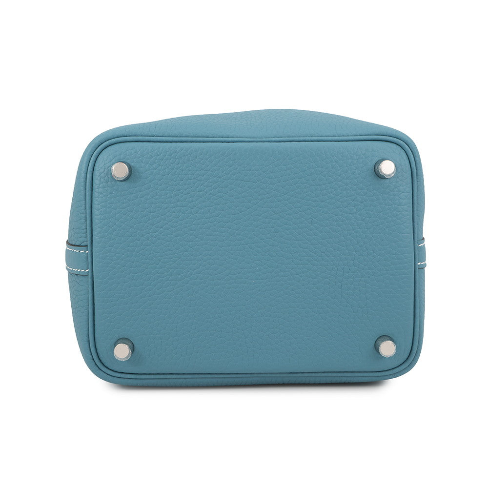 HERMES Picotin Lock New Blue Jean Taurillon Clemence Size PM